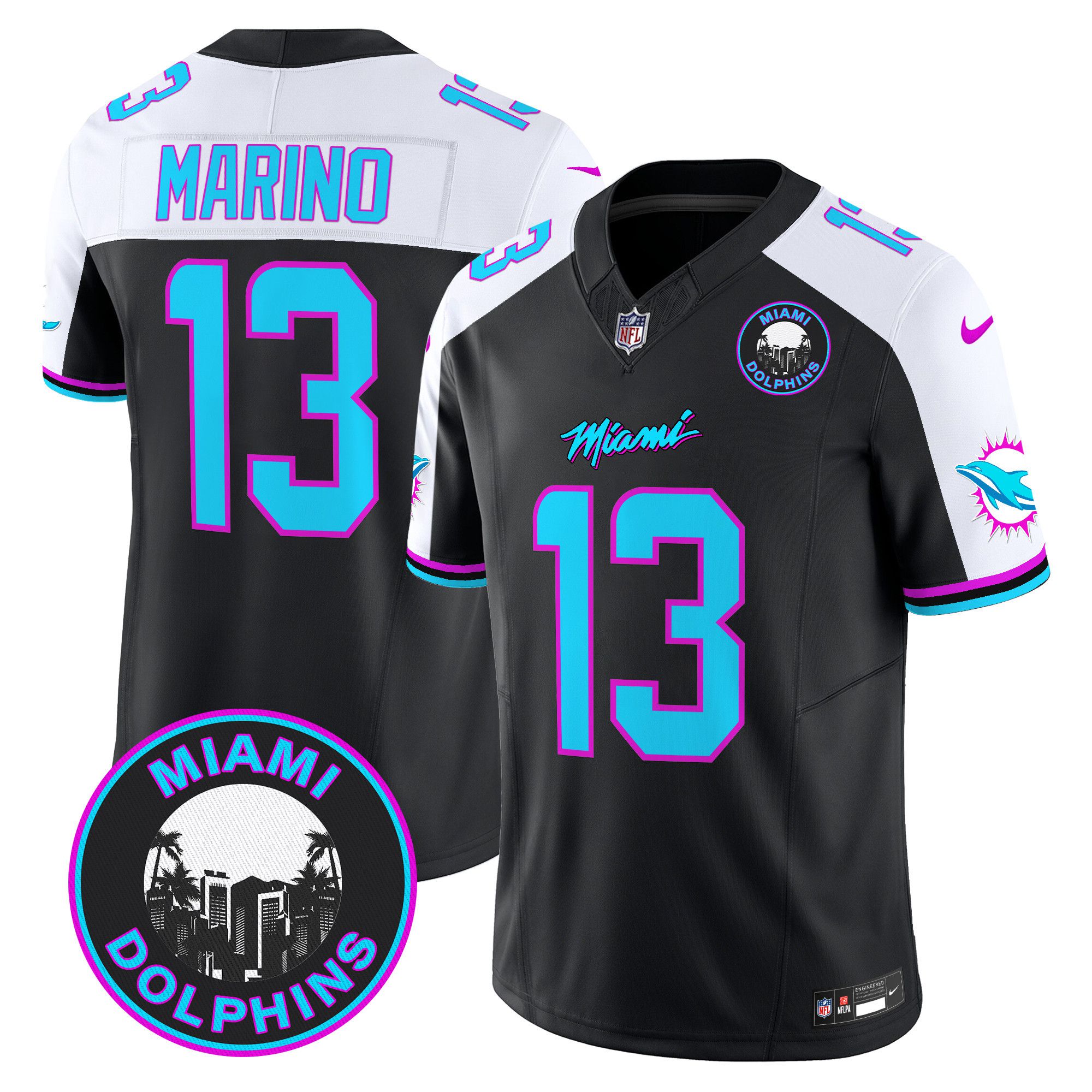Men Miami Dolphins #13 Marino Black 2024 Nike Vapor Limited NFL Jersey